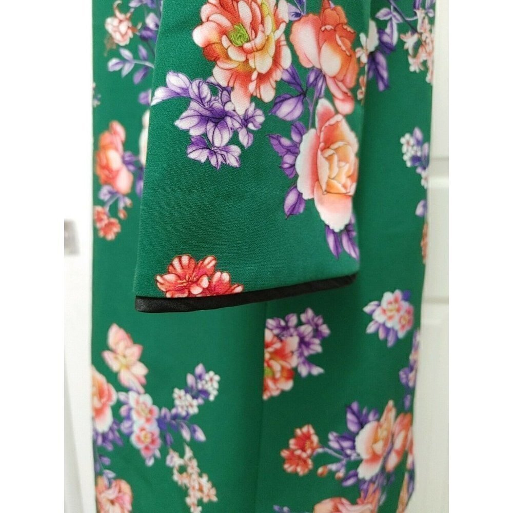 ZARA WOMAN Cheongsam Mini Dress Mandarin Collar Green Floral Size Small - Picture 5 of 8